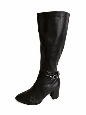 BLEEKER & BOND Claudia Black Leather Knee-High Boots